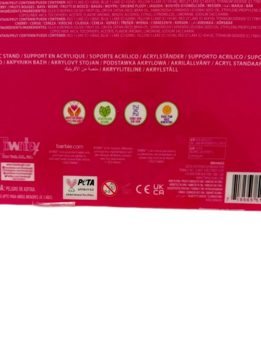 Barbie Plant Based Lip Gloss & Acrylic Storage, Display Stand NEW (No Doll)